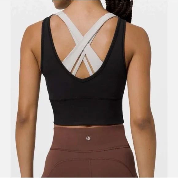 Lululemon Power Pivot Ribbed Crop Tank Black Size 6 - Picture 2 of 5